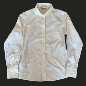Eddie Bauer white cotton button-up shirt wrinkle resistant Women XS
